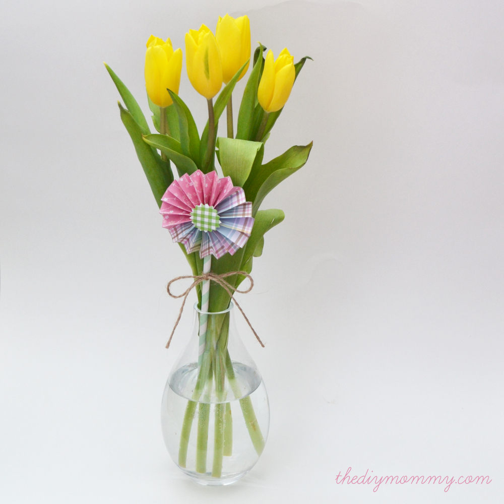 Make a Spring Flower Arrangement with Tulips and a Paper Medallion