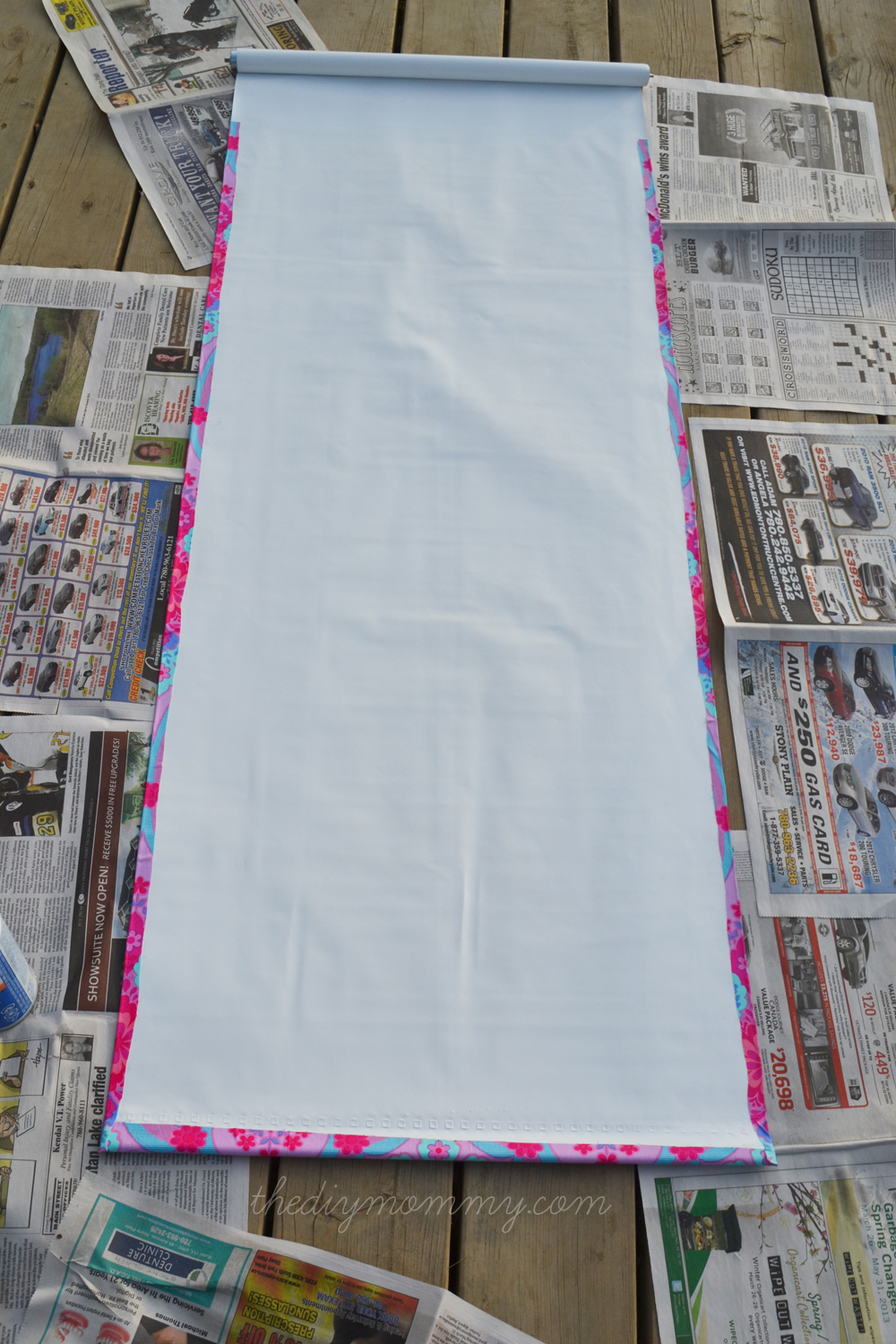 make a no-sew fabric covered roller shade