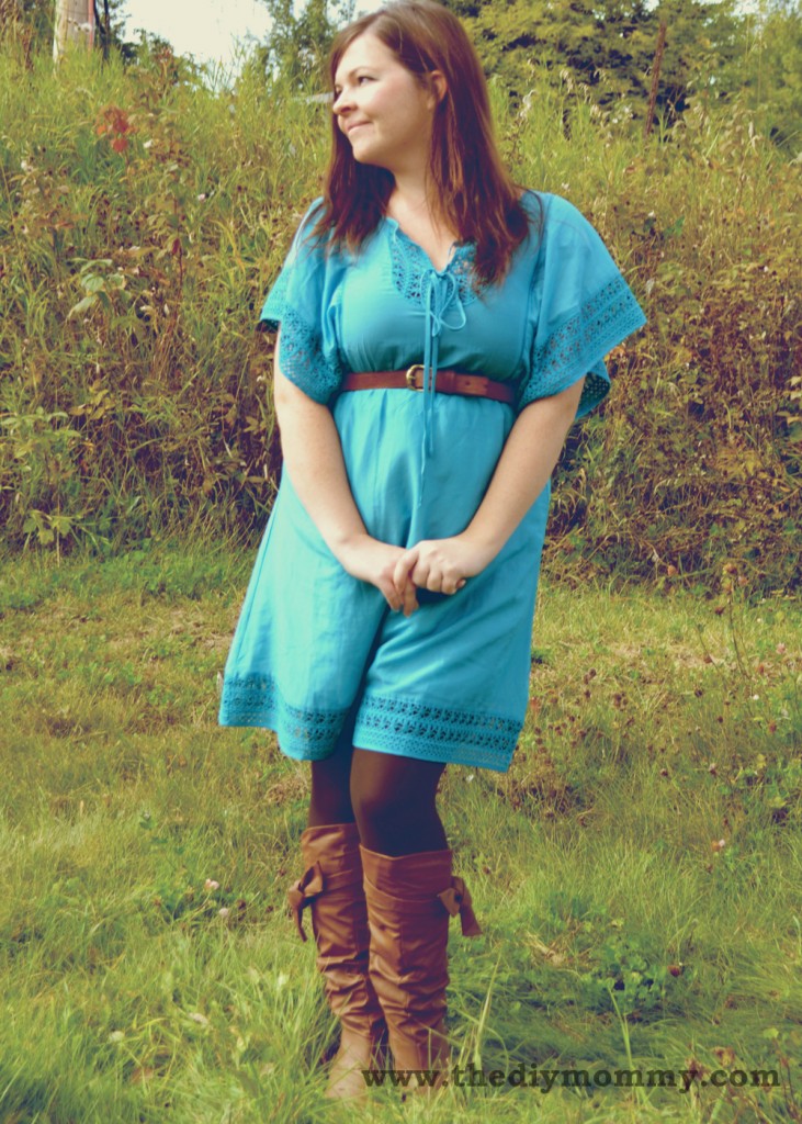 Wear a Summer Dress with TIghts and Boots - Petite Curvy Mom Style by The DIY Mommy