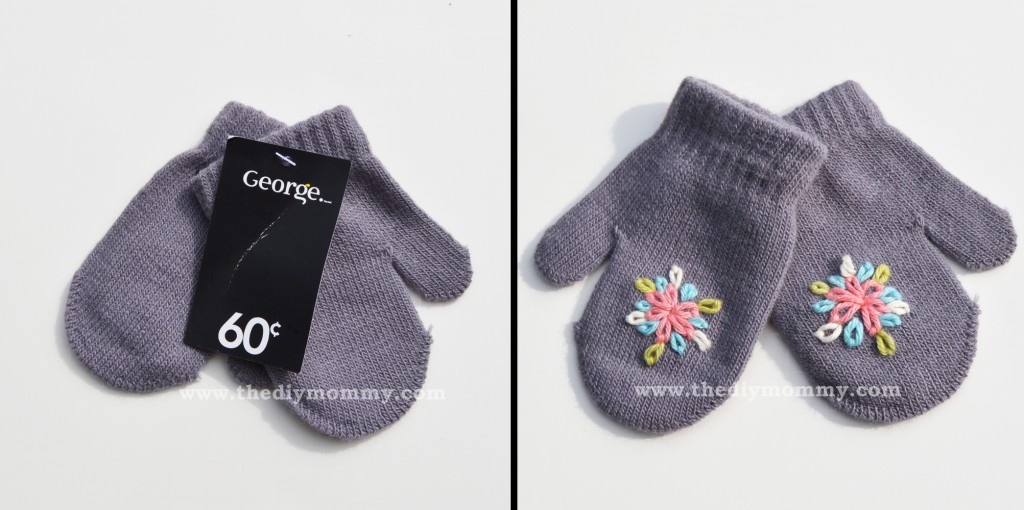 Embroider Baby Mittens for $1 by The DIY Mommy