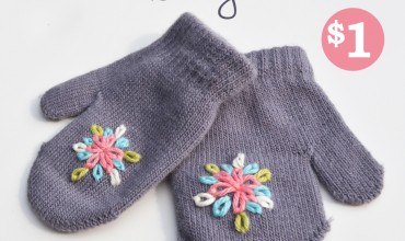 Make Embroidered Baby Mittens for $1 by The DIY Mommy