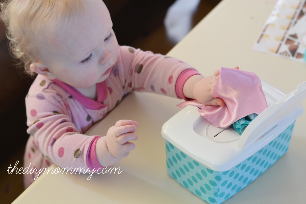 Easy, Tactile Baby Toy from a Wipes Case by The DIY Mommy