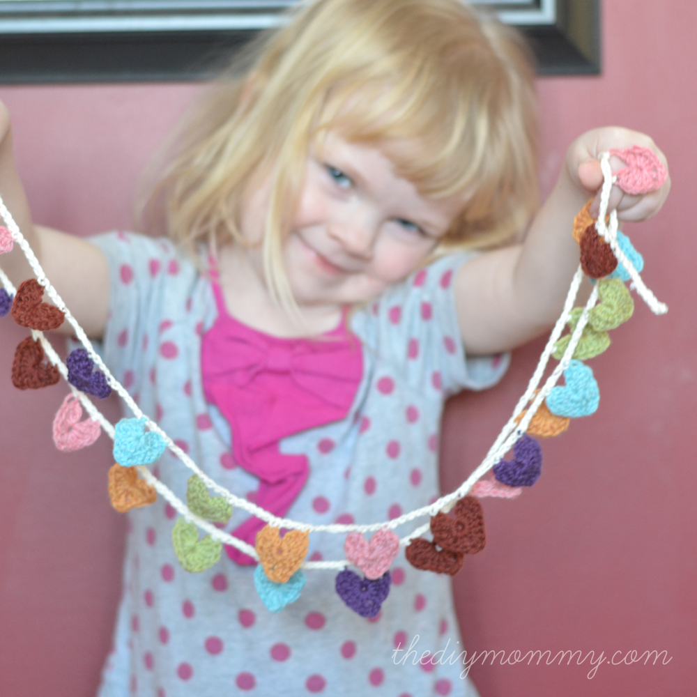 Crochet a Mini Hearts Bunting Banner by The DIY Mommy