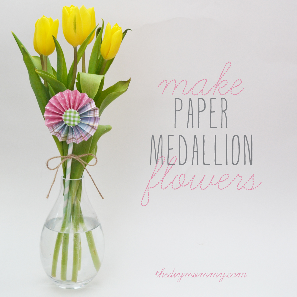 Make a Spring Flower Arrangement with Tulips and a Paper Medallion by The DIY Mommy