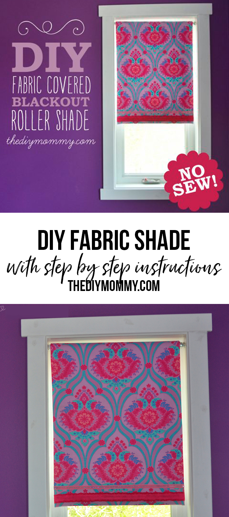 Make A No Sew Fabric Covered Roller Shade The Diy Mommy