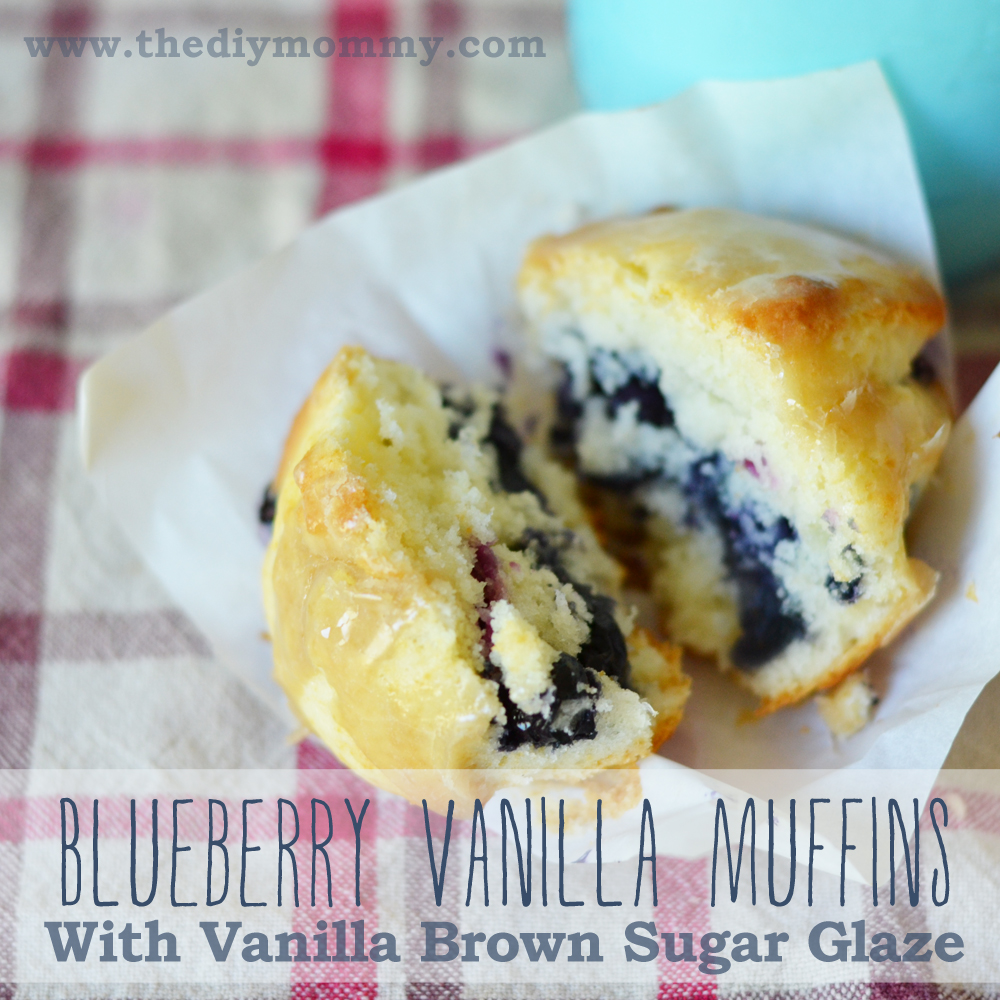 Blueberry Vanilla Muffins with Vanilla Brown Sugar Glaze - The DIY Mommy