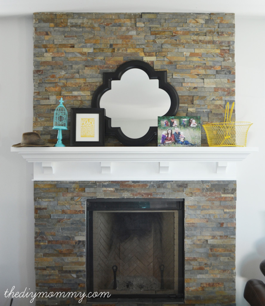 Our DIY Fireplace - Installing the Slate Splite-Face Tile - The DIY Mommy