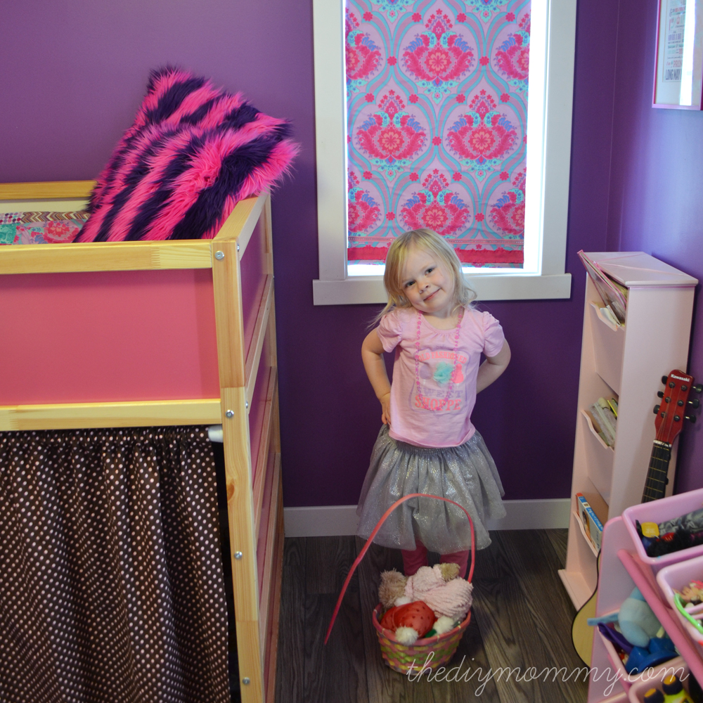 A bright jewel toned kid's room in purple, hot pink and turquoise - The DIY Mommy