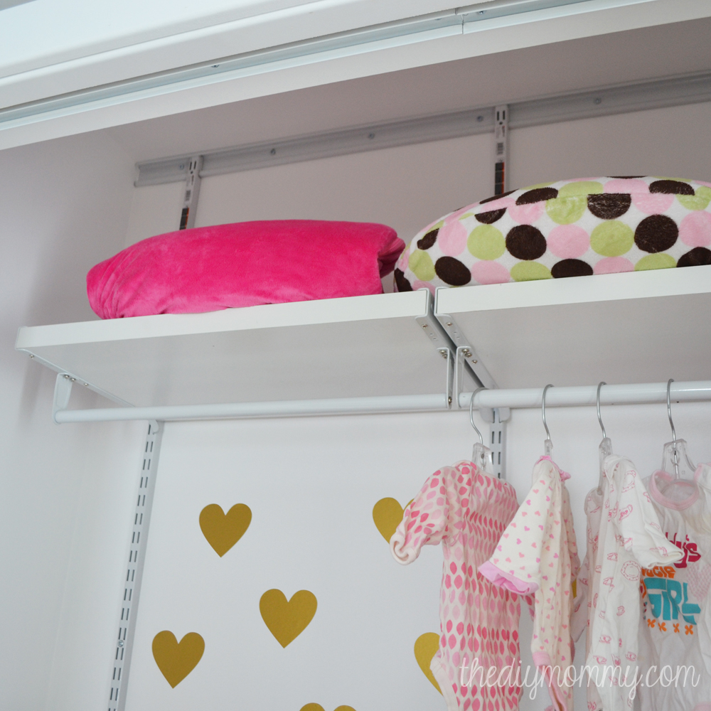 An Organized Baby Closet with Closetmaid ShelfTrack Elite