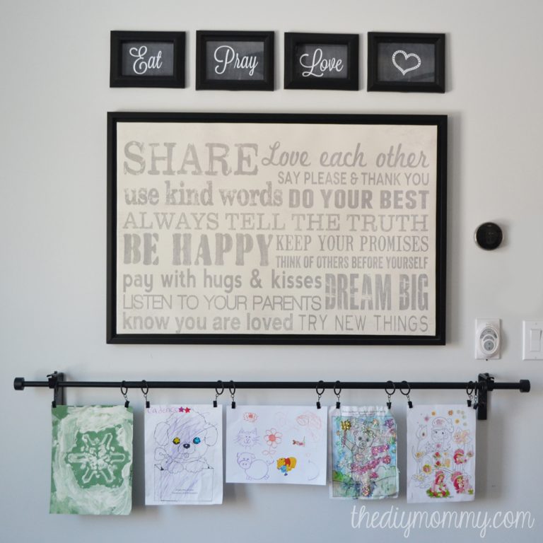Our Breakfast Nook Rotating Art Wall (+ Free “Eat, Pray, Love” Printables)