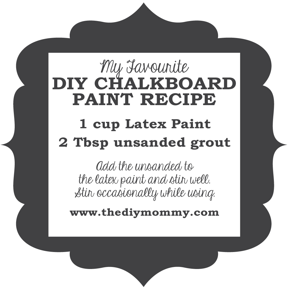 DIY Chalkboard Paint Recipe using latex paint and unsanded grout.