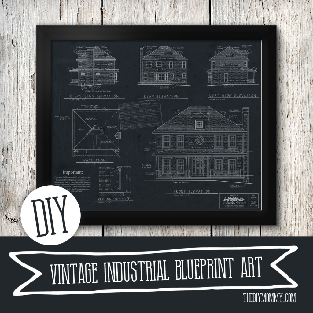How to make Restoration Hardware inspired vintage blueprint artwork from your house plan