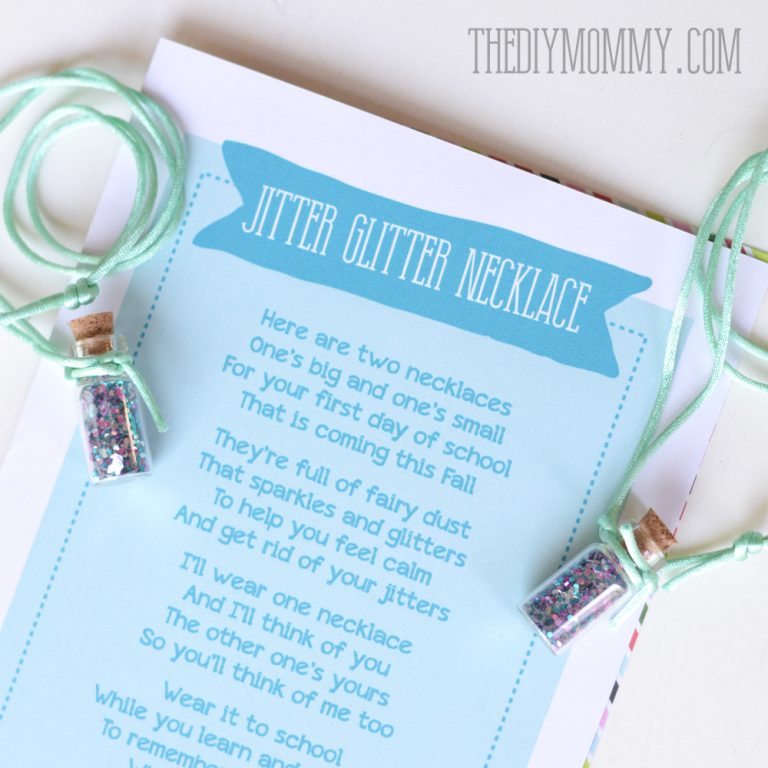DIY Jitter Glitter Necklace – Back to School Gift + Free Printable