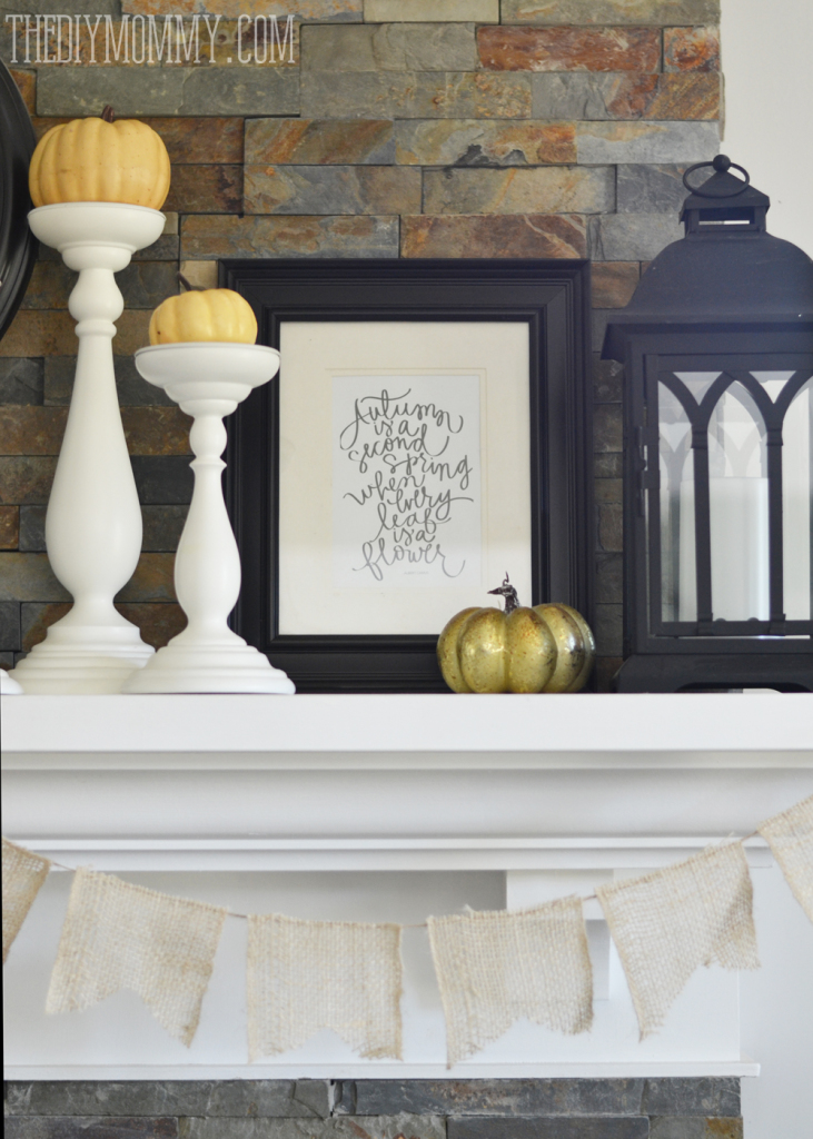 Rustic Glam Fall Mantel Decor on a Budget + Free "Give Thanks" Antler Printable