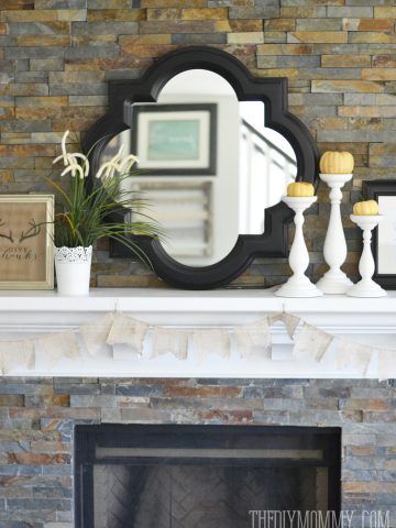 Rustic Glam Fall Mantel Decor on a Budget + Free "Give Thanks" Antler Printable