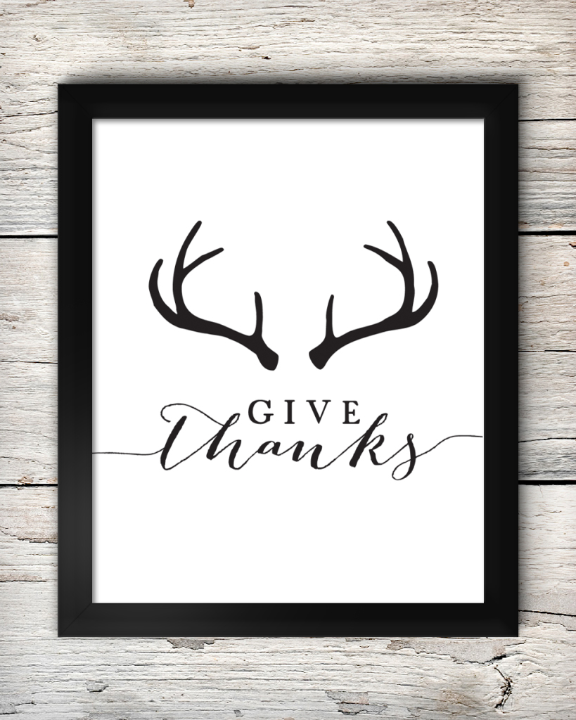 Free "Give Thanks" Antler Printable