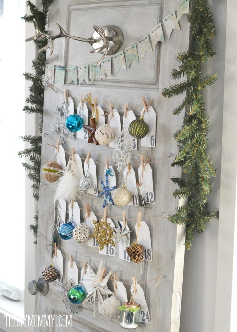 Make a Daily Ornament Advent Calendar from an Old Door