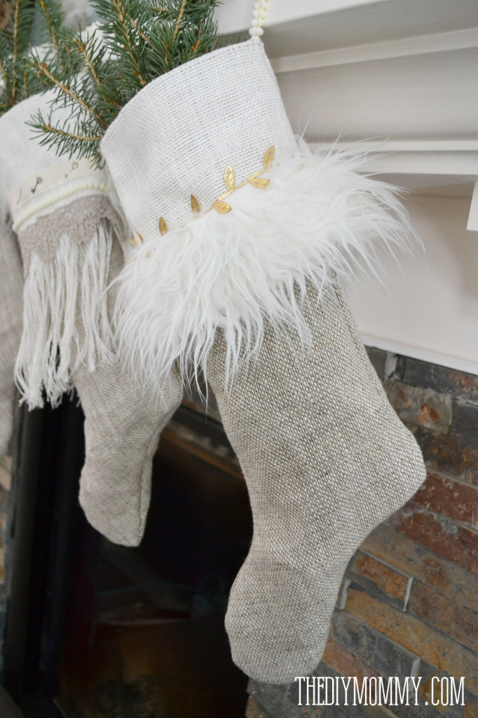Anthropologie Inspired Linen Burlap Christmas Stockings - Free Pattern & Tutorial