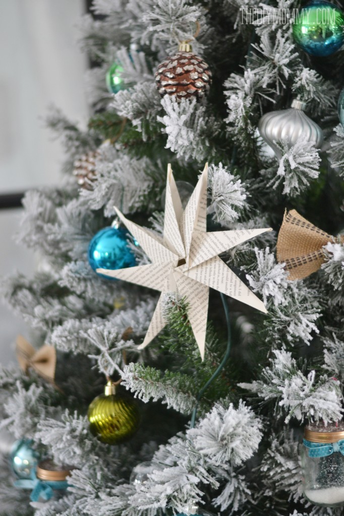 A Turquoise, Teal, Silver and White Vintage Inspired Flocked Christmas Tree