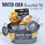 Winter Cold Survival Kit: This makes a great, unique gift! Honey, lemon, gift card, epsom salts, tea cup, tea, cough drops and free printables!