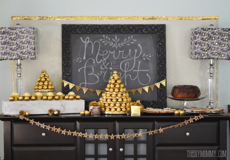 A Gold & Black Christmas and New Year’s Dessert Table