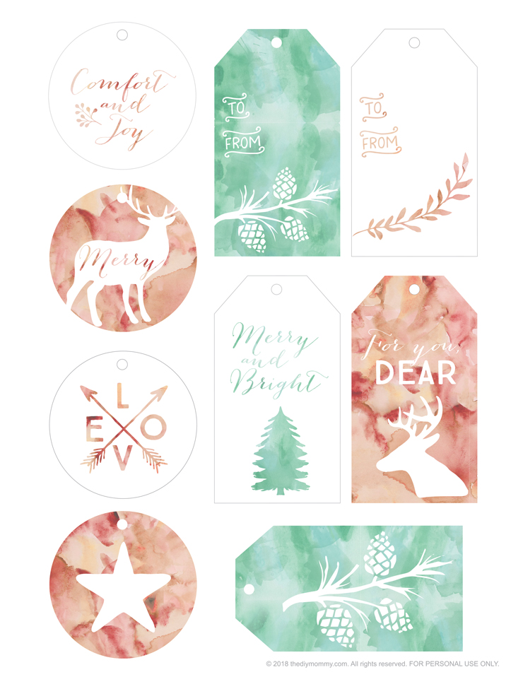 Free Printable Blush Pink & Mint Green Christmas Gift Tags