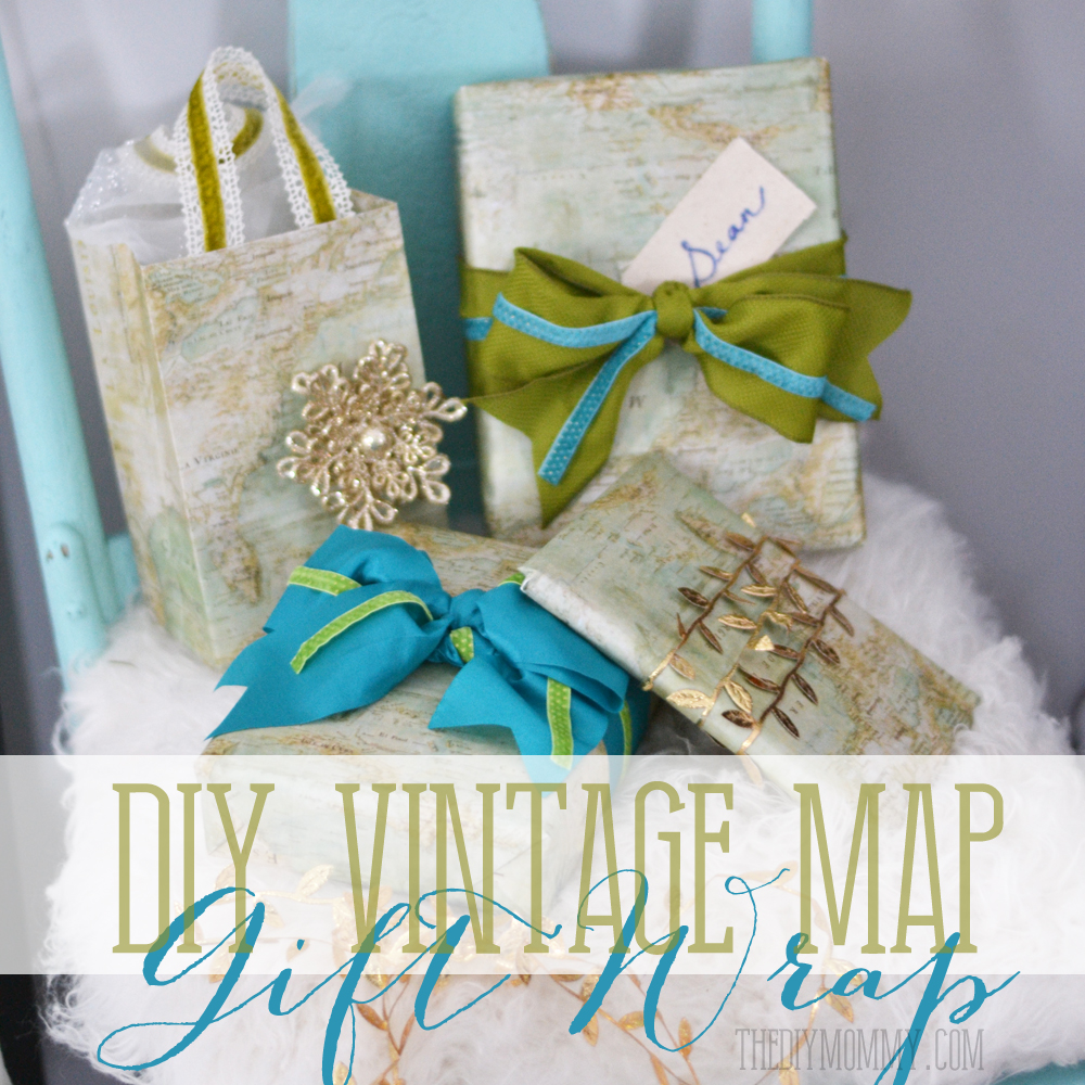 DIY Vintage Map Christmas Gift Wrap and Gift Bags
