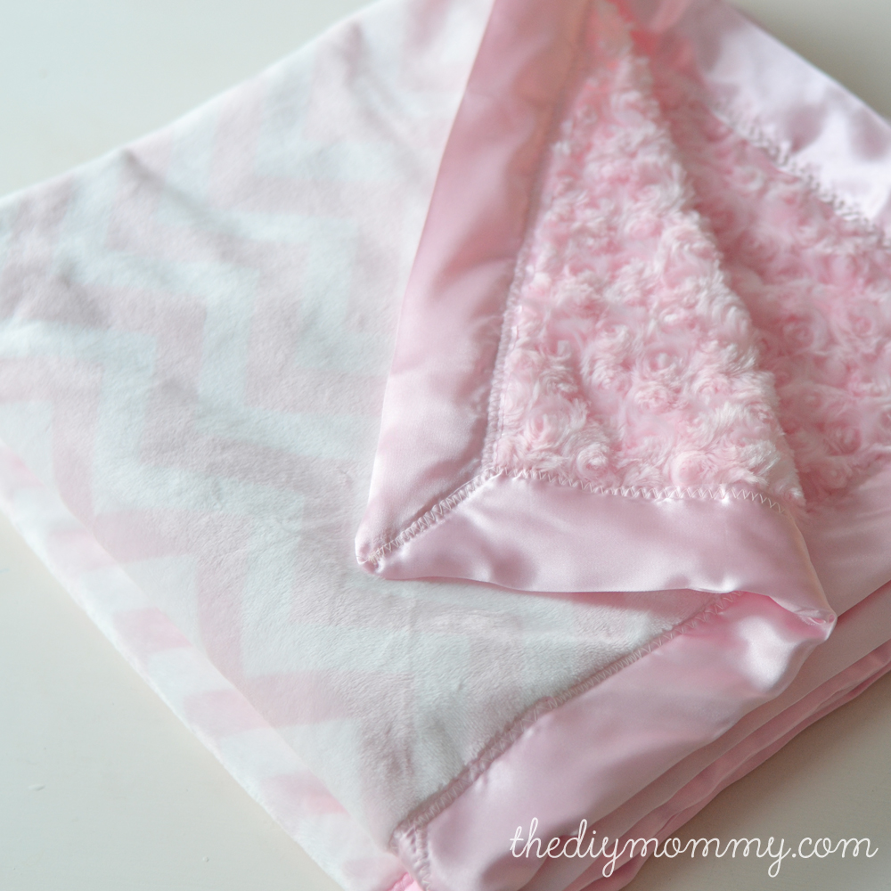 How to sew the softest DIY baby blanket with two layers of minky fabric and satin binding