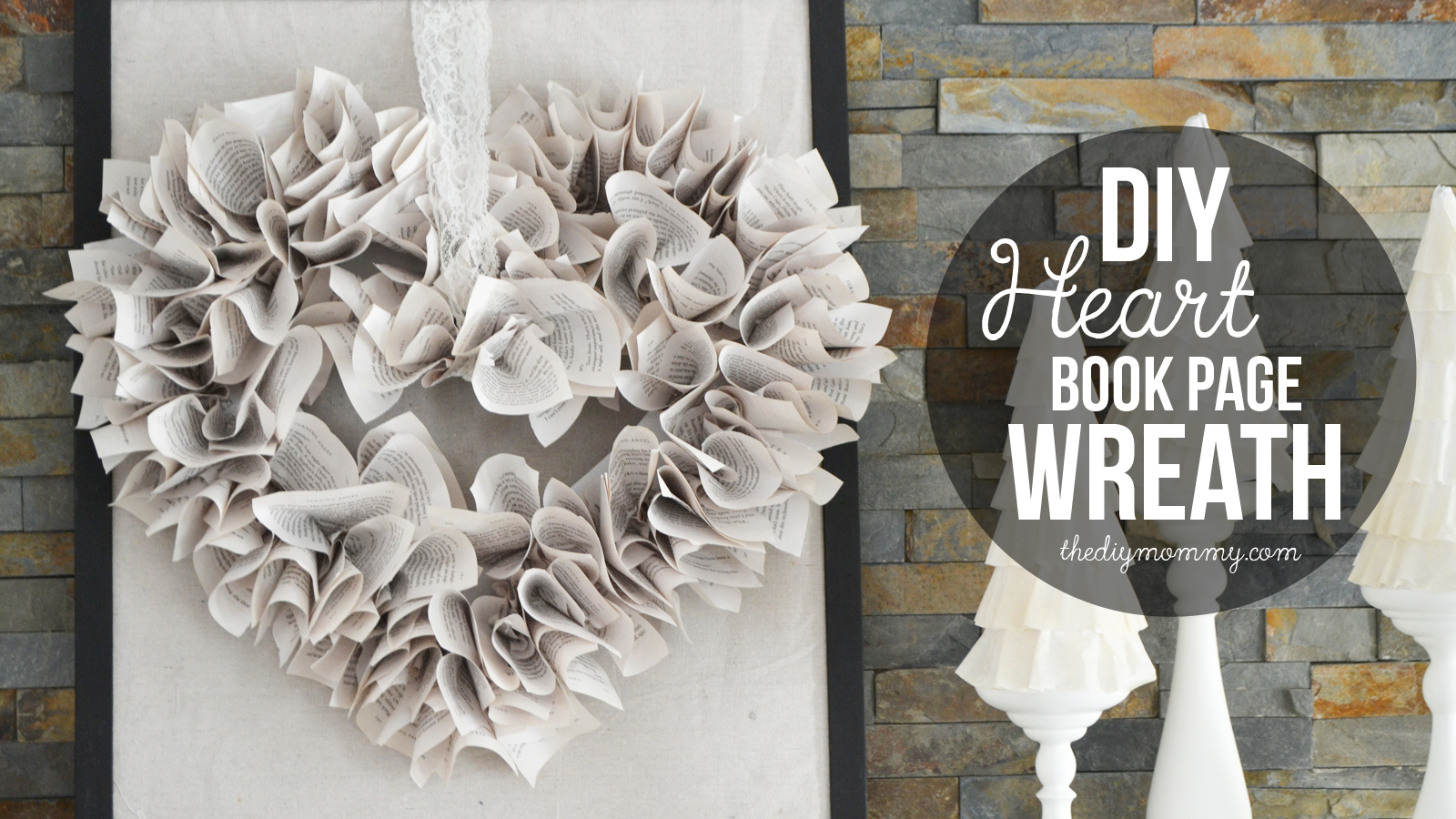 Video tutorial: How to make a heart book page wreath