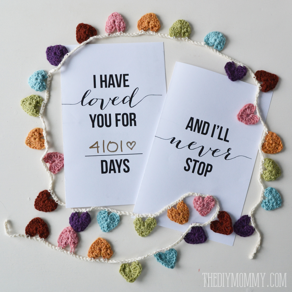 I Have Loved You For This Many Days - Free, romantic Valentine's Day or Anniversary card printable. So sweet!