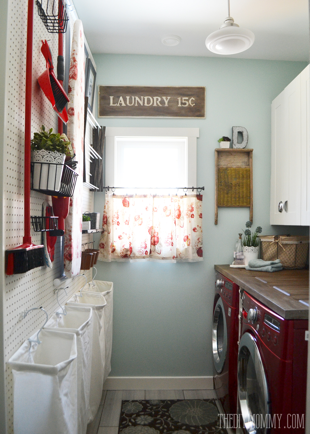 A Vintage Inspired Red & Aqua Laundry Room (+ Video Tour!)