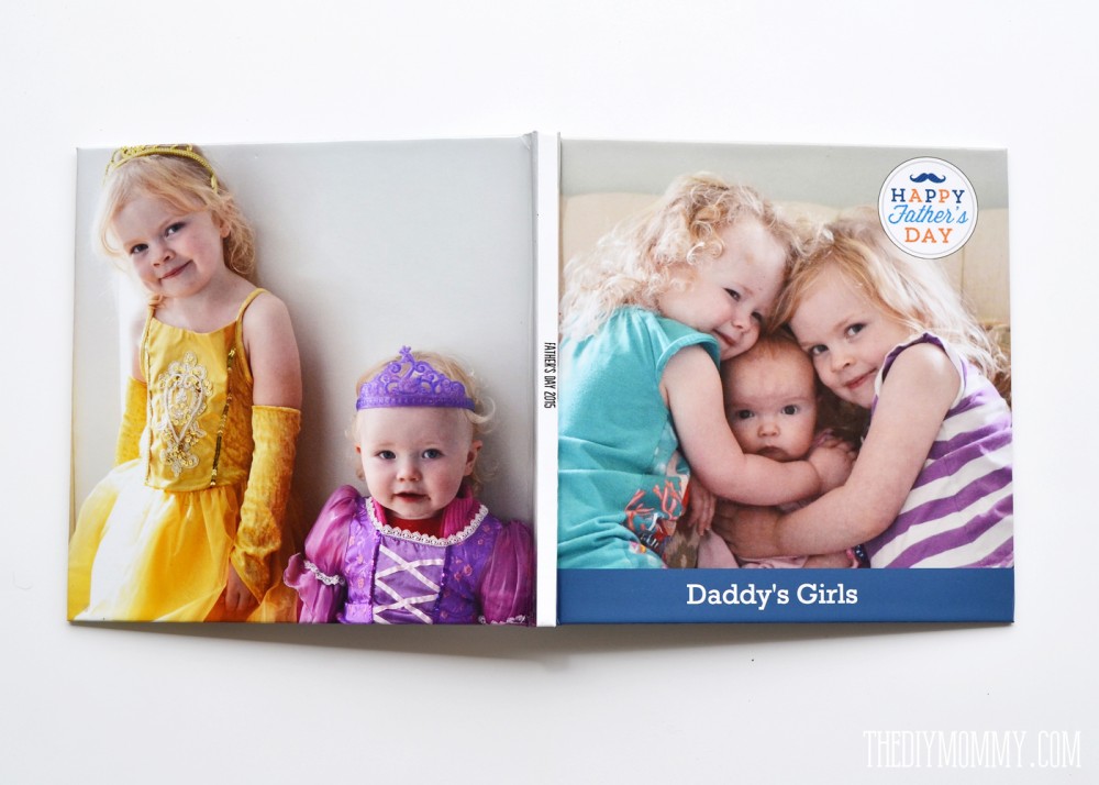 An adorable Father's Day gift idea: a photo book with pages the kids can fill in + a custom mug full of his favourite treats!