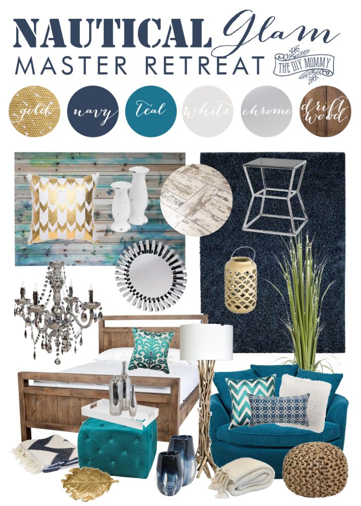 Nautical Glam Master Suite design featuring Urban Barn - Western Canada's Next Home Stylist Competition.