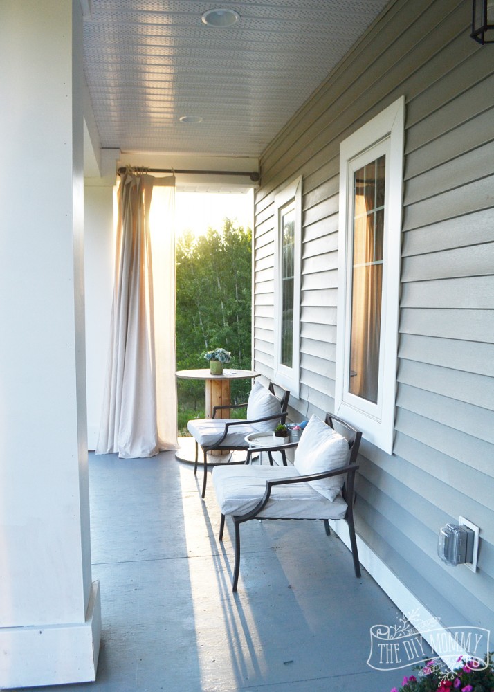 Craftsman Porch with DIY Porch Columns & DIY Curtains