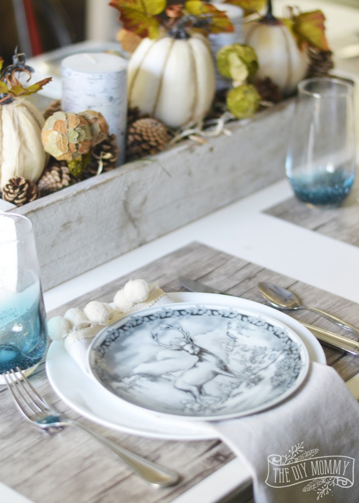Rustic woodland table setting for Fall / Thanksgiving