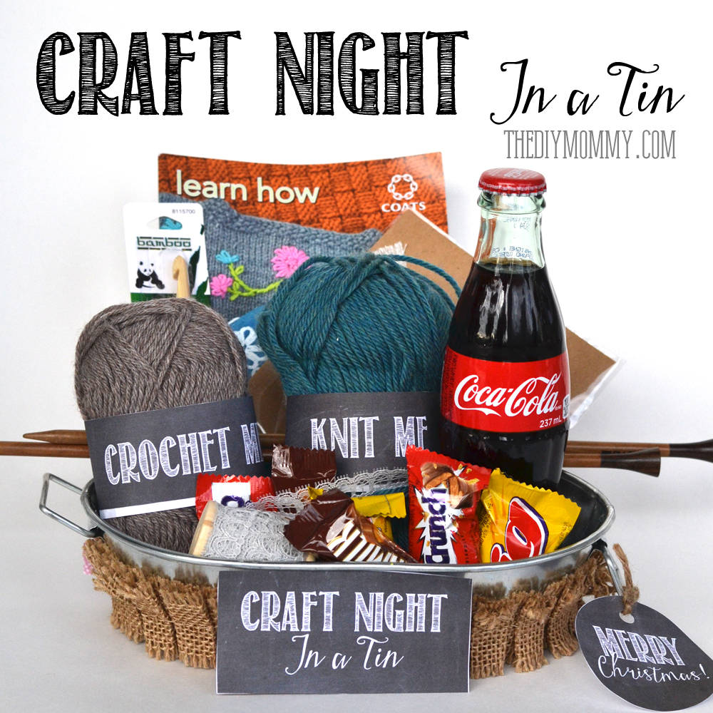 A Gift In A Tin: Craft Night in a Tin. Ideas on what to include + free printables! A great Christmas or anytime gift. www.thediymommy.com