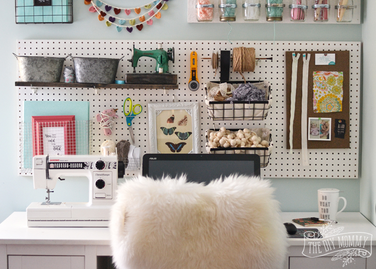A Craft Room Office Pegboard Gallery Wall With Tour The Diy Mommy
