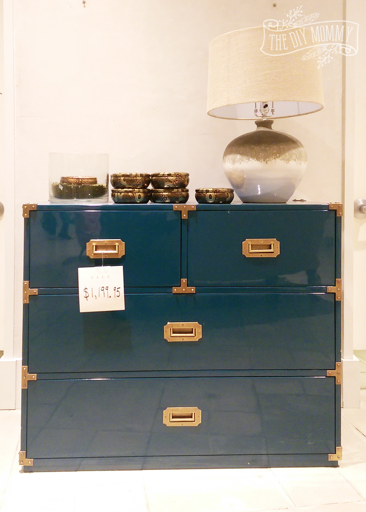 How to turn an old filing cabinet or an old dresser into a gorgeous campaign dresser inspired piece with Fat Paint chalk style paint (Amanda Forrest Collection Navy State of Mind)