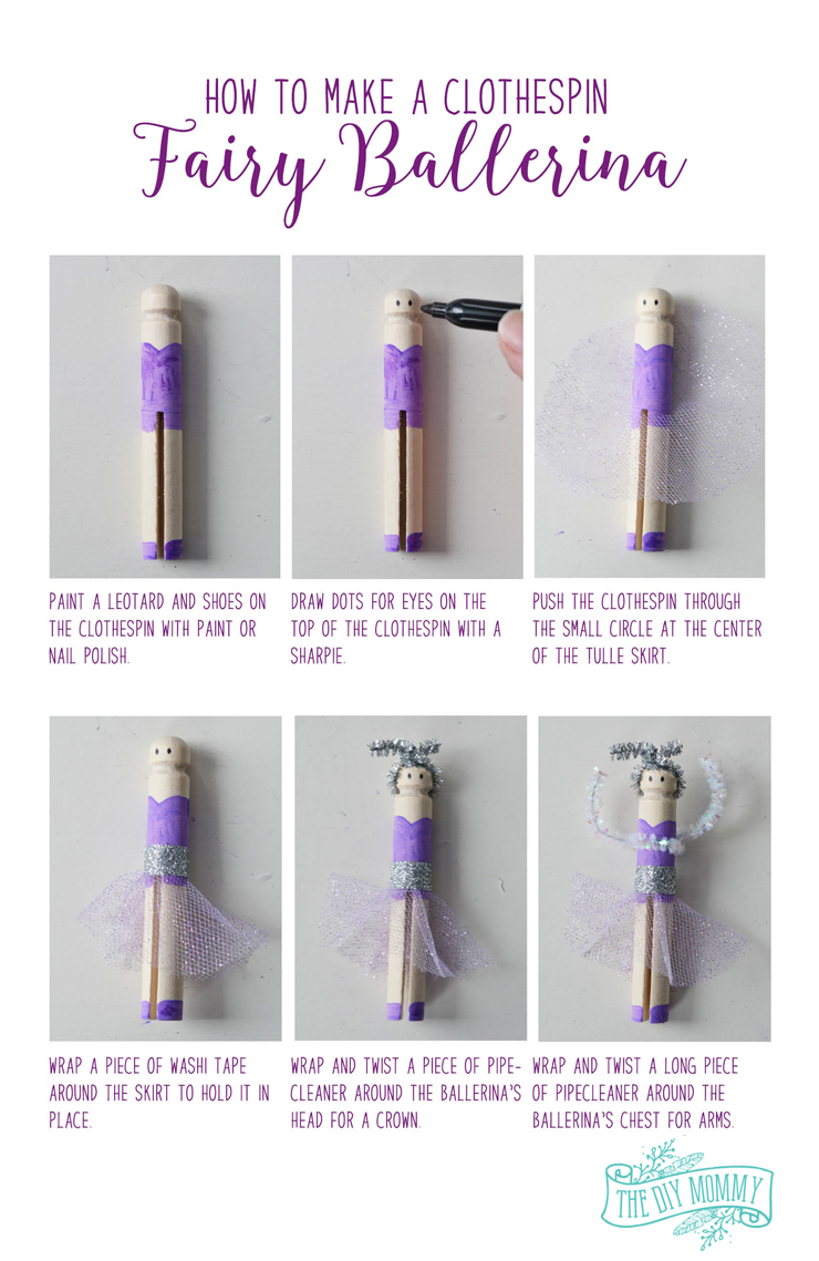 How to make a Sugarplum Fairy (or purple ballerina) clothespin doll with free printable instructions!