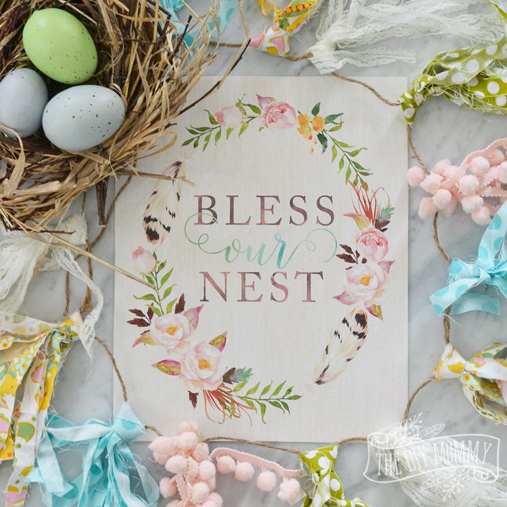 Bless Our Nest – Free Printable Watercolor Artwork for Spring
