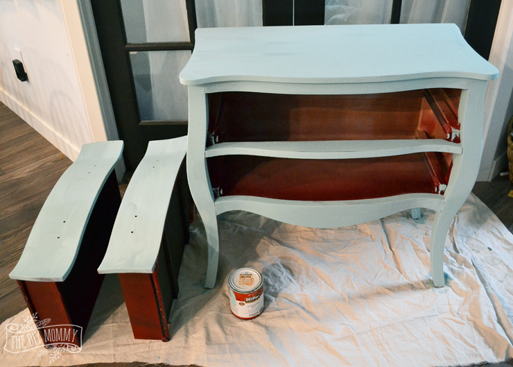 How to paint a piece of furniture in under 3 hours with DIY chalk style paint - gorgeous robin's egg blue chest makeover!
