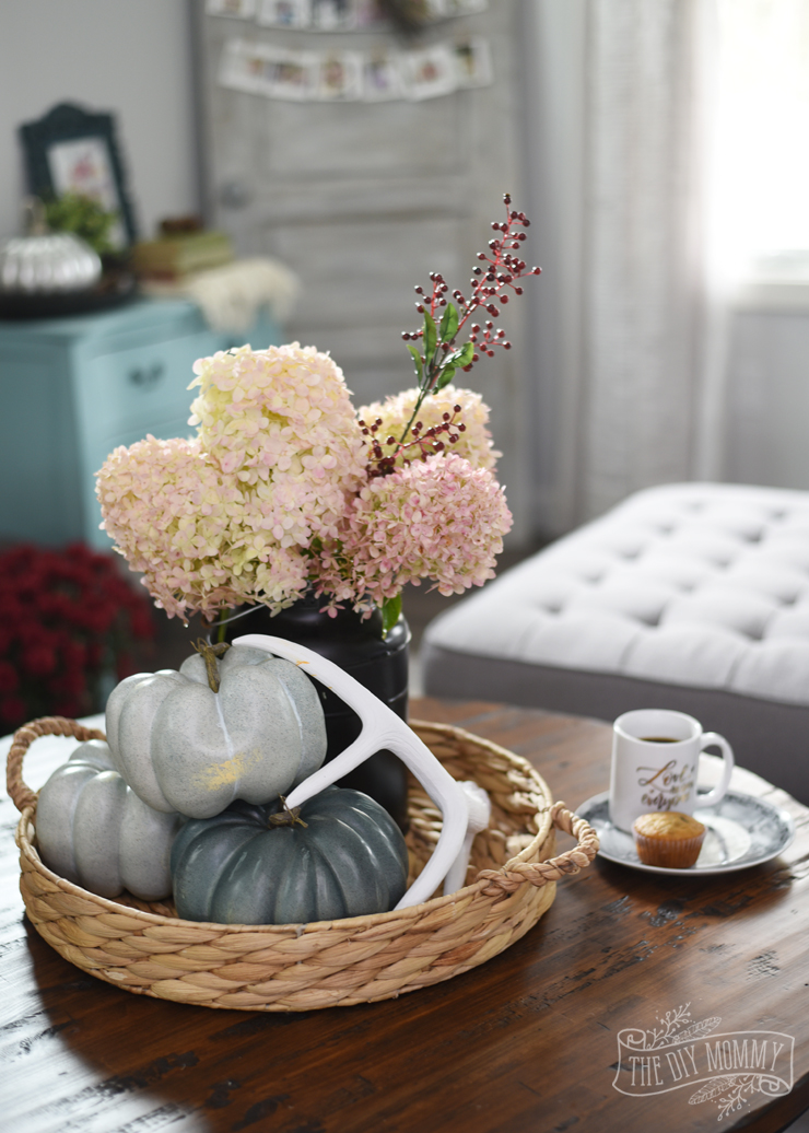 Hydrangeas coffee rustic coffee table Fall
