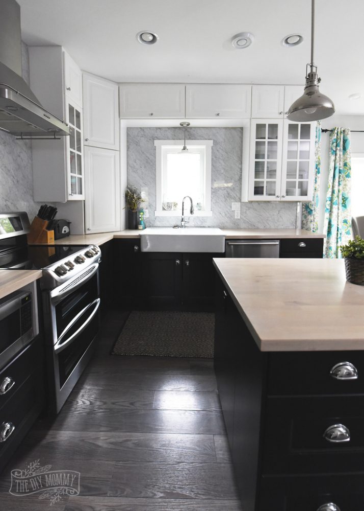 Black and white vintage industrial style kitchen