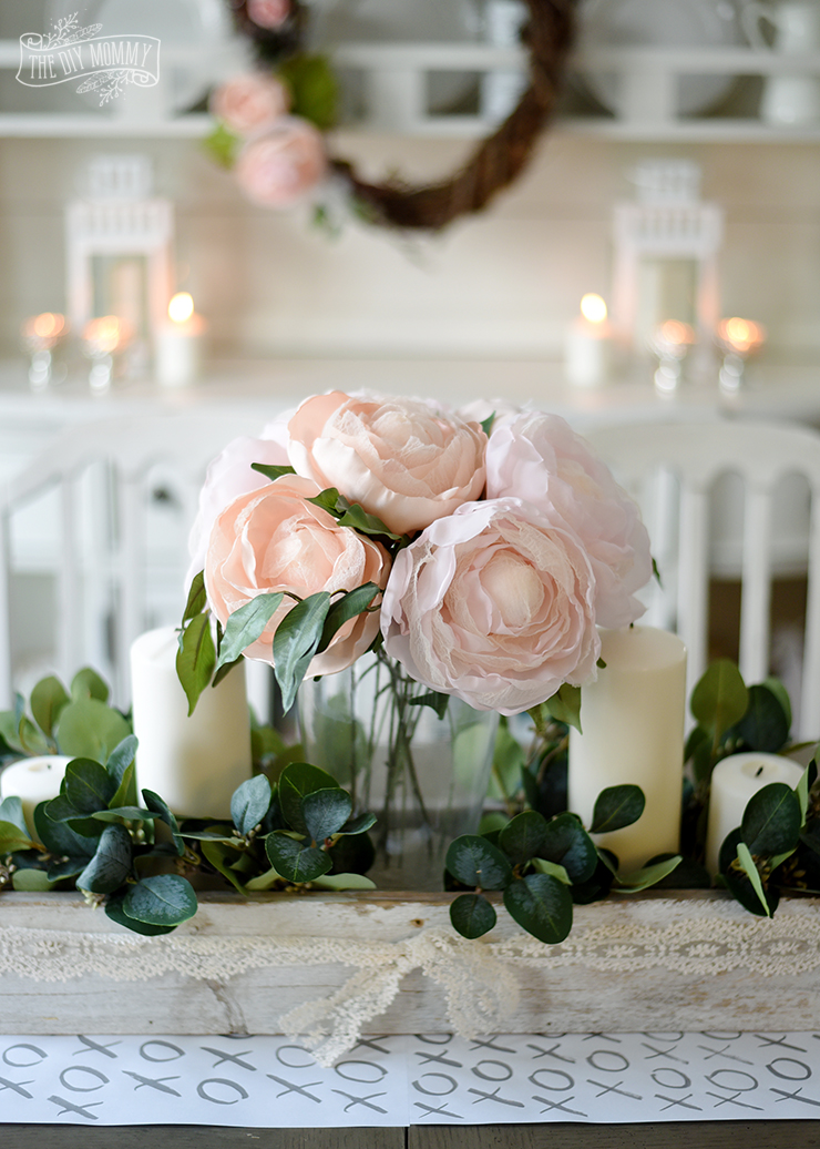 Romantic & Inexpensive Pink Floral Valentines' Day Tablescape Idea