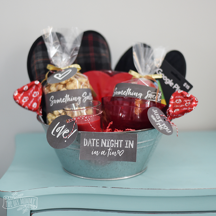 Valentine's Day Date Night In Gift Basket Idea