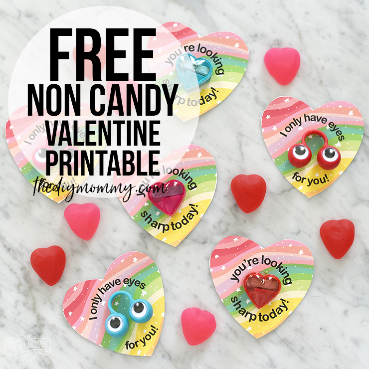 Free Printable Rainbow Heart Non Candy Valentines