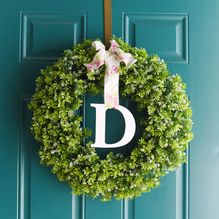 Simple DIY Spring Monogram Wreath