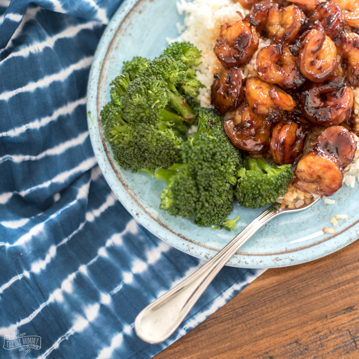 Easy Honey Garlic Shrimp with Miinute Rice & Steamed Broccoli Recipe