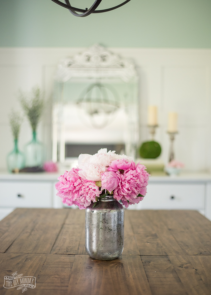Teal and pink boho French country dining room decor