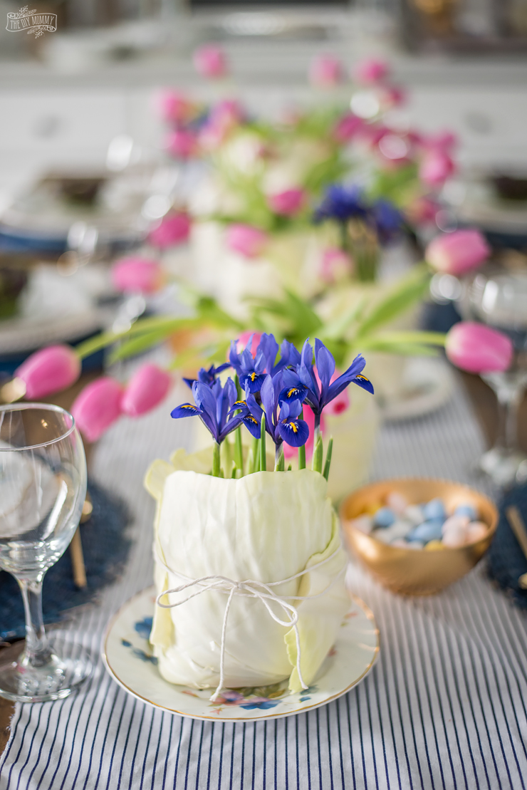 blue flower arrangement